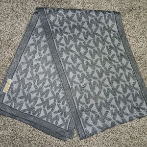 Michael Kors Silver and Grey Monogram Logo Scarf